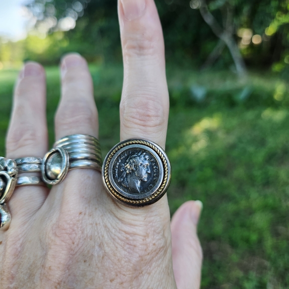 Roman Coin Ring With Gold & Sterling Silver - Picture 4 of 6